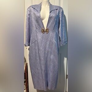 VINTAGE Lily & Taylor Couture NY Paris Long Coat & tea length skirt w/bling!!